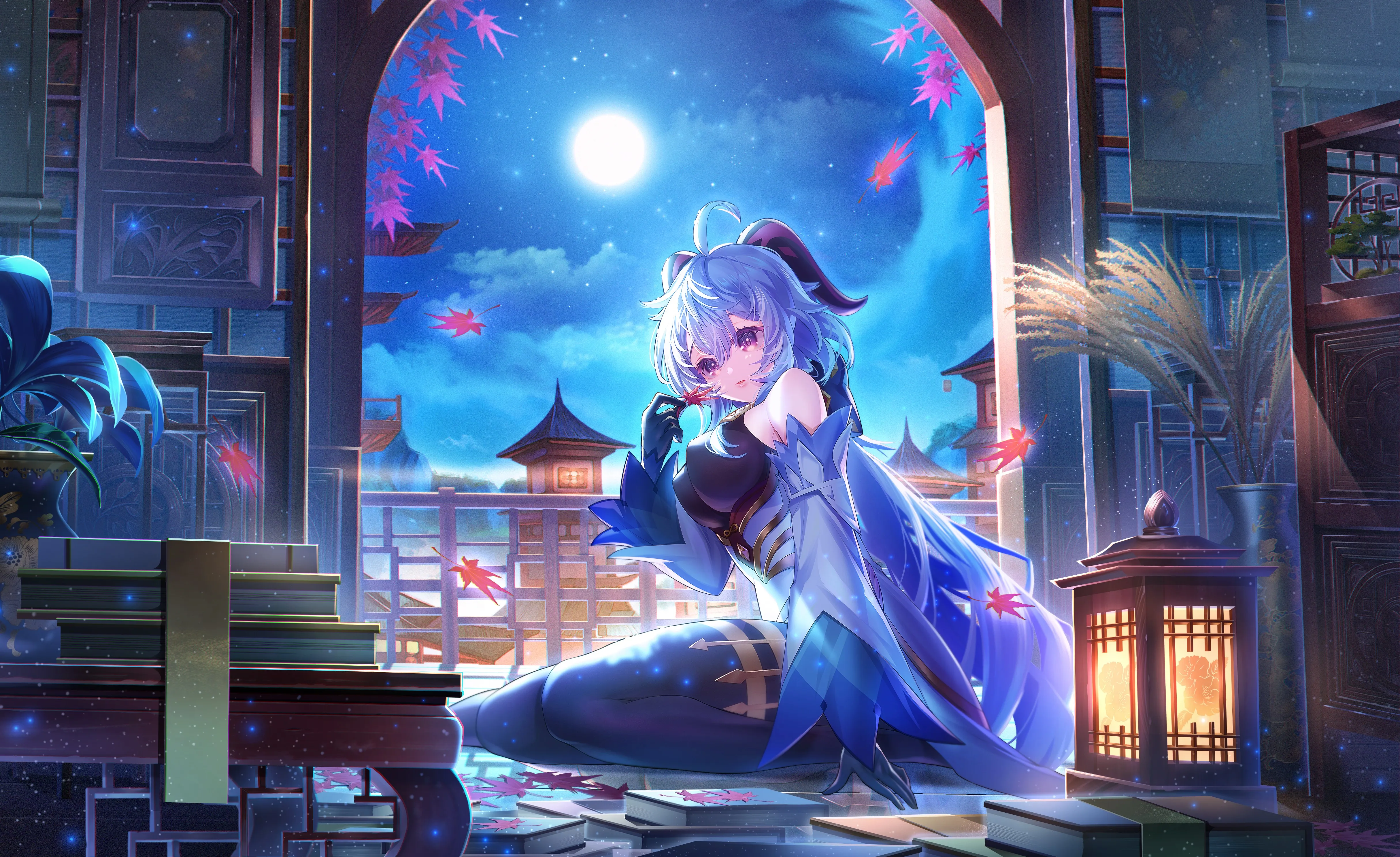 原神 动漫 女孩 树叶 夿朿乿4K壁纸